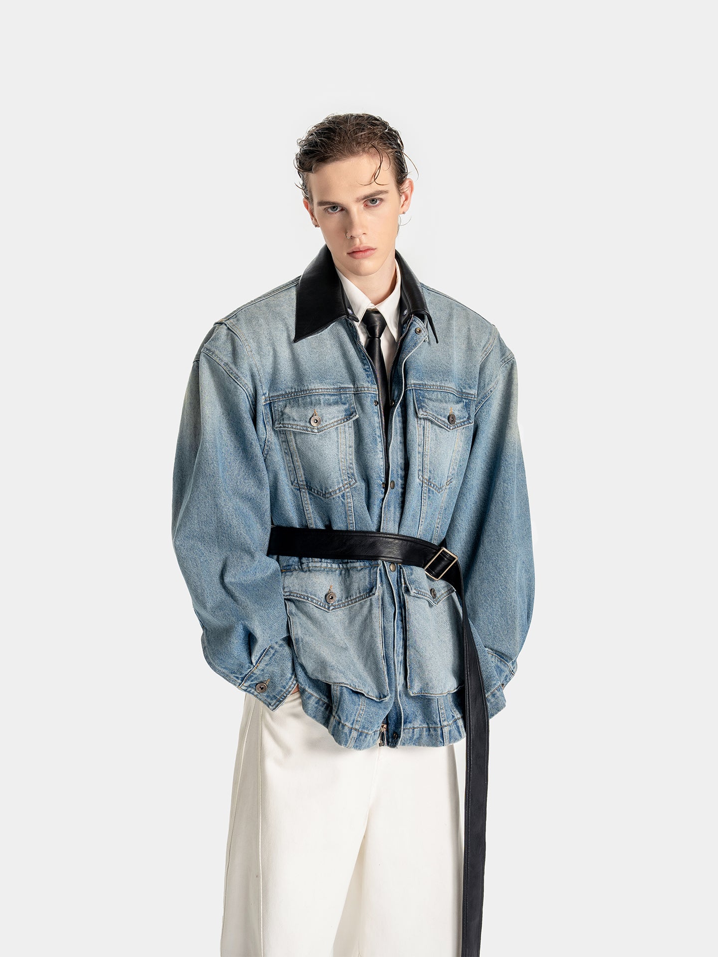 DBW Doublewin Denim Jacket – Detachable Collar & Structured Shoulders
