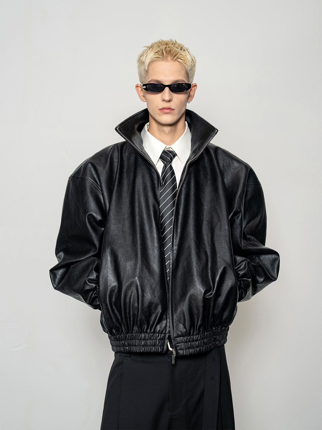 DBW Doublewin Turtleneck Radiated Pleather Jacket