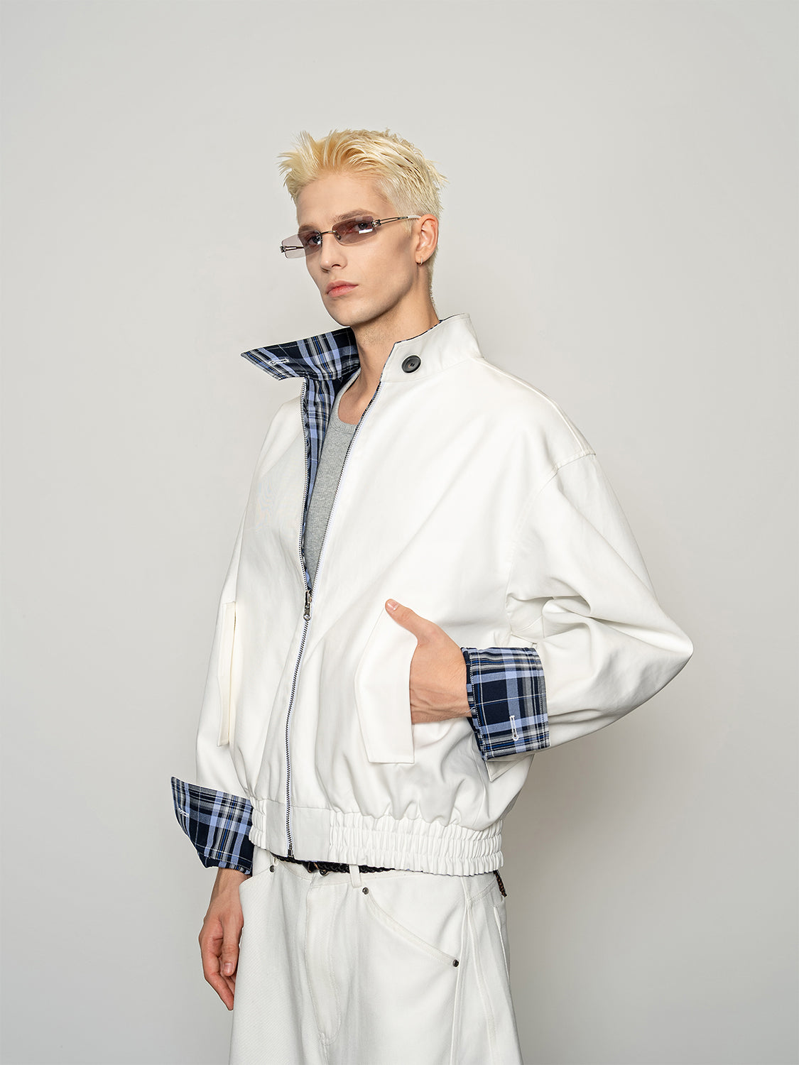 DBW Doublewin Reversible Color-Block Plaid Jacket