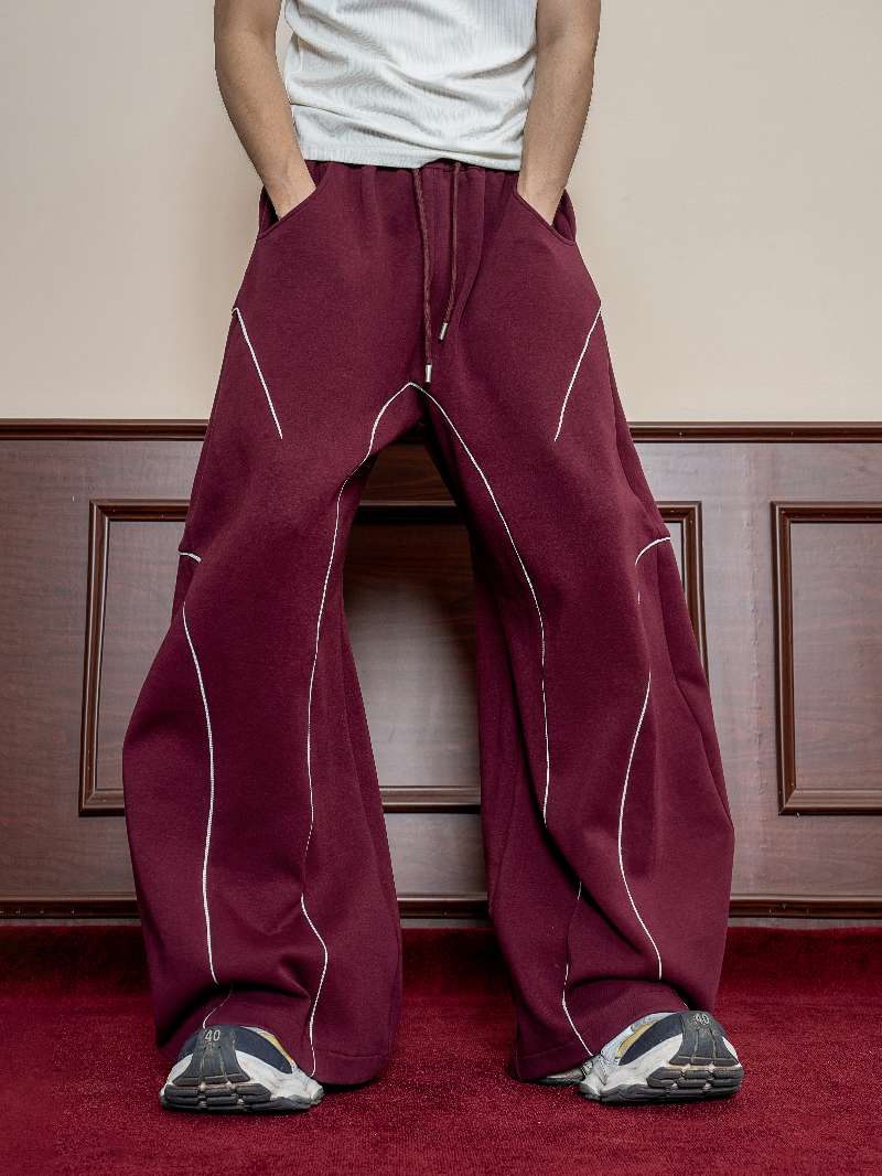 DBW Doublewin Burgundy White Stripe Sweatsuit Set