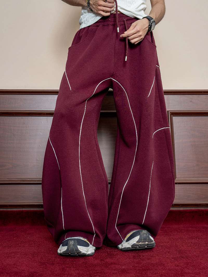 DBW Doublewin Burgundy White Stripe Sweatsuit Set