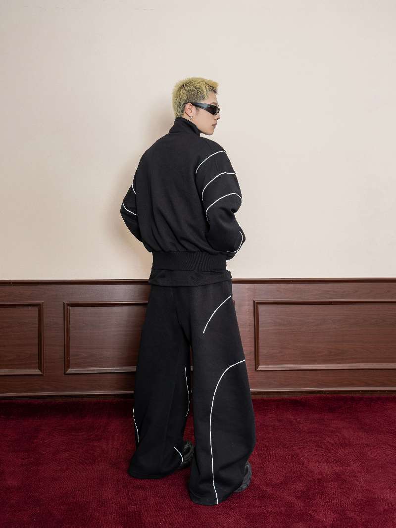 DBW Doublewin Black White Stripe Sweatsuit Set