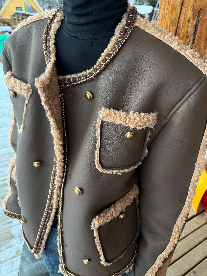 DBW Doublewin Shearling Button-Up Chanel-Style Jacket