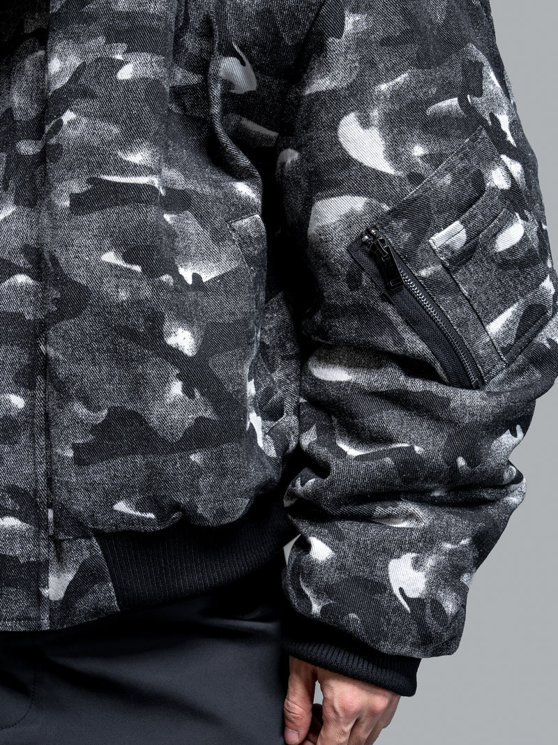 DBW Doublewin Black Grey Camouflage Detachable Fur Collar Cotton Jacket