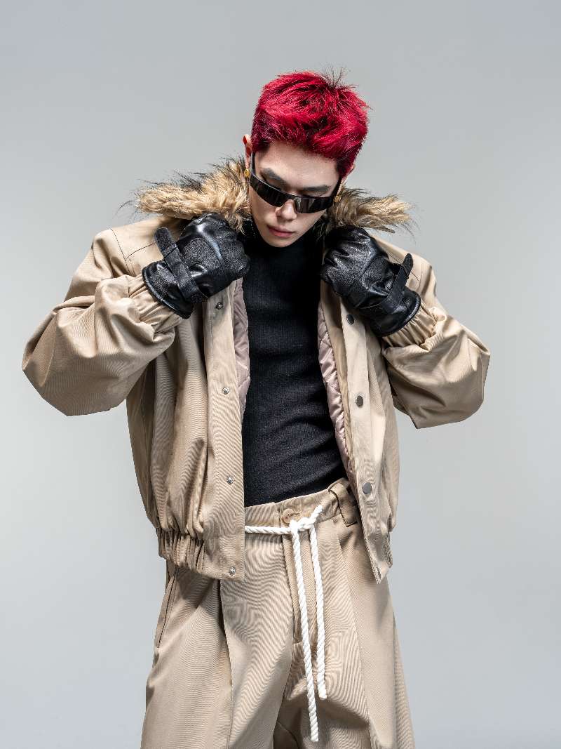 DBW Doublewin Detachable Curly Fur Collar Quilted Jacket Set