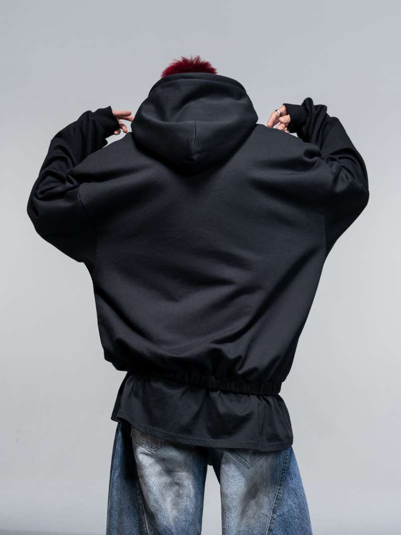 DBW Doublewin Paneled False Two-Layer Color-Block Dual Hood Hoodie