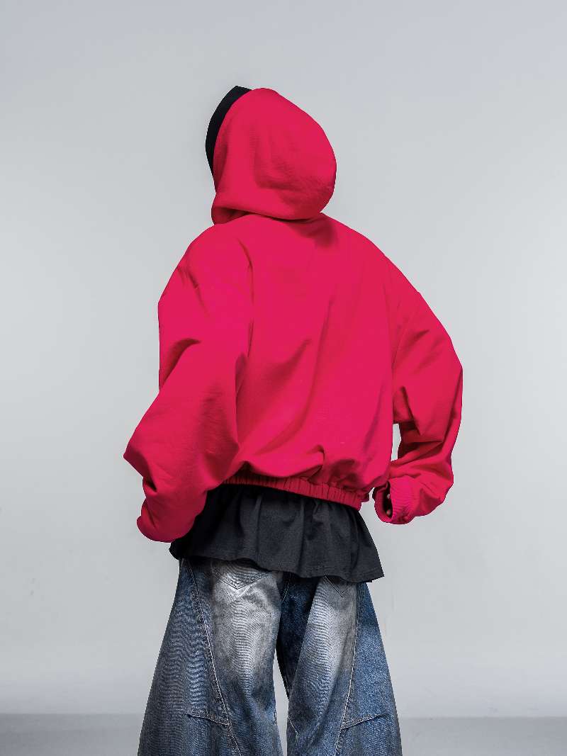 DBW Doublewin Paneled False Two-Layer Color-Block Dual Hood Hoodie