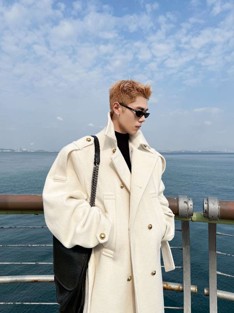 DBW Doublewin Double-Breasted Epaulet Long Coat