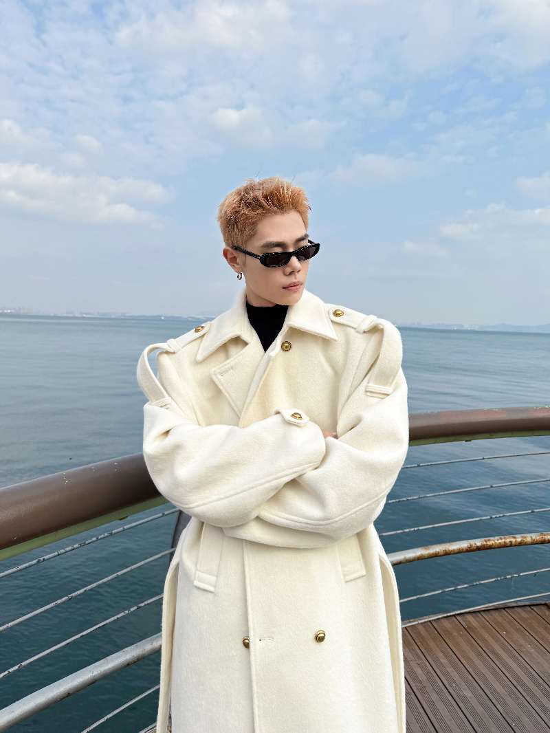 DBW Doublewin Double-Breasted Epaulet Long Coat