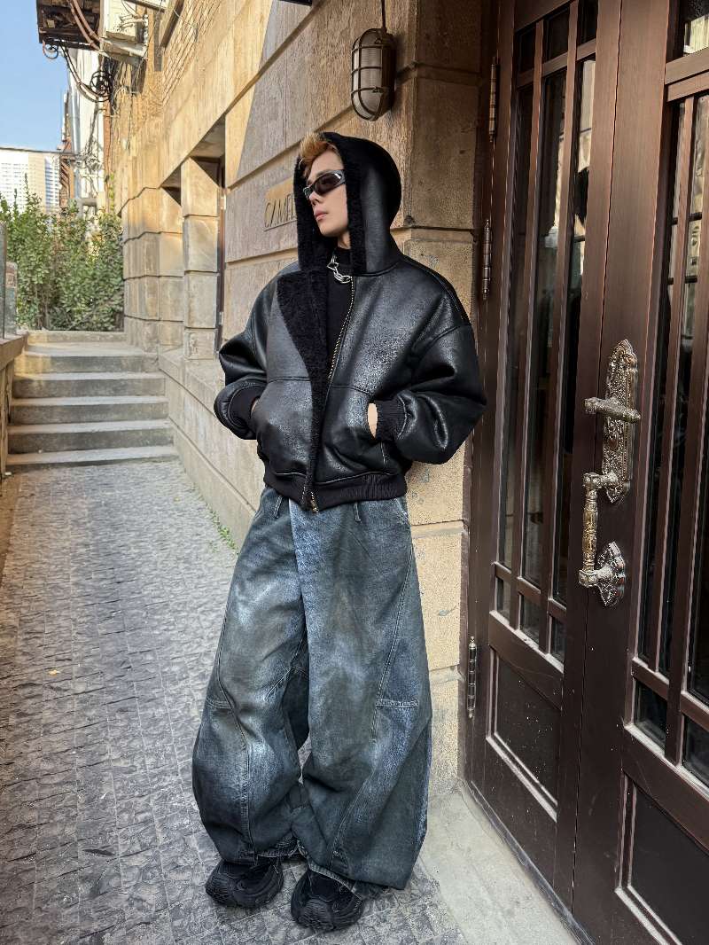 DBW Doublewin Vintage Reversible Design Hooded Zip-Up Jacket