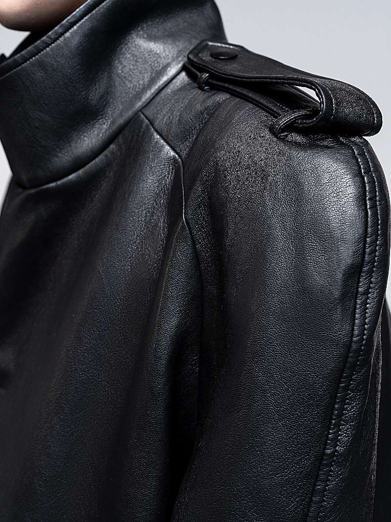 DBW Doublewin Turtleneck Leather Trench Coat