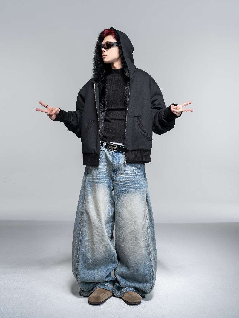 DBW Doublewin Reversible Faux Fox Fur Hoodie