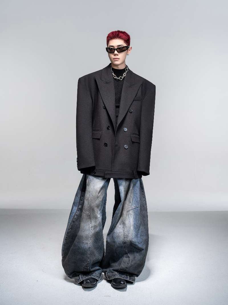 DBW Doublewin Black Waistband Inverted Casual Blazer