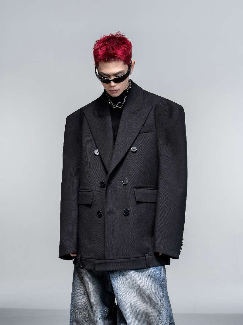 DBW Doublewin Black Waistband Inverted Casual Blazer