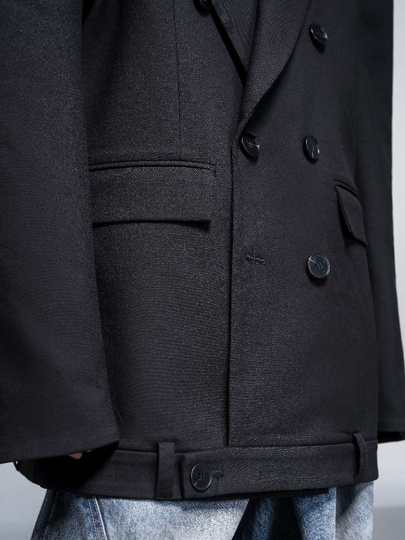 DBW Doublewin Black Waistband Inverted Casual Blazer