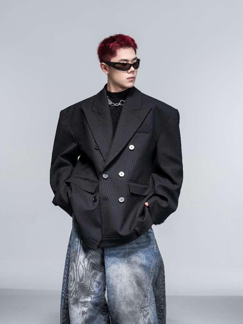 DBW Doublewin Black Waistband Inverted Casual Blazer