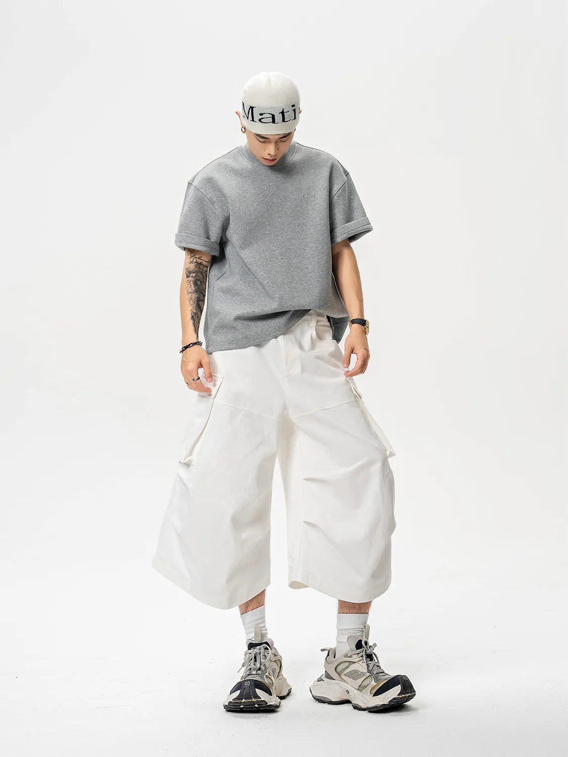 DBW Doublewin White Twill Relaxed Fit 7/10 Length Utility Pants