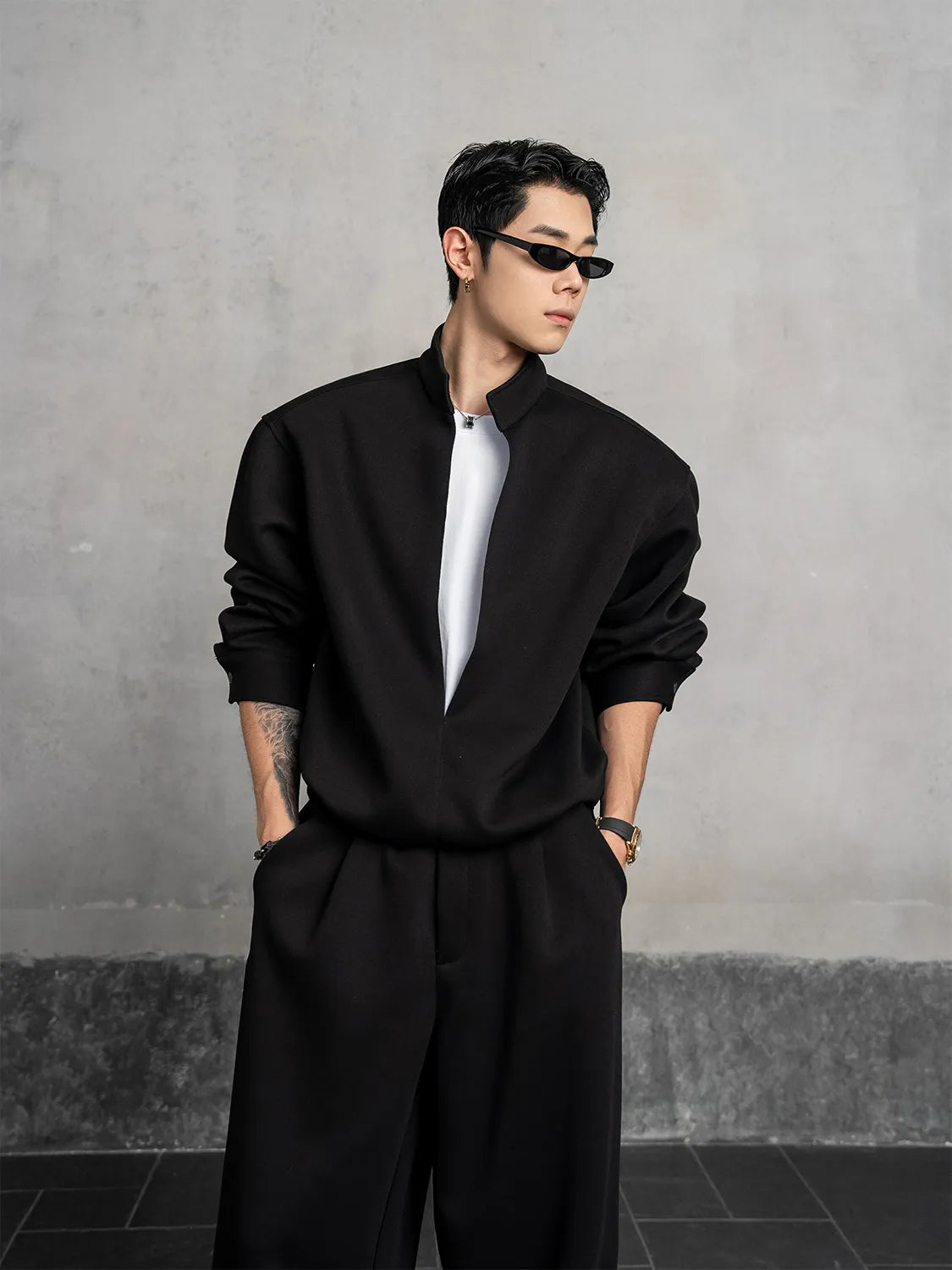 DBW Doublewin Resort Style False Two-Layer Open Front Stand Collar Top