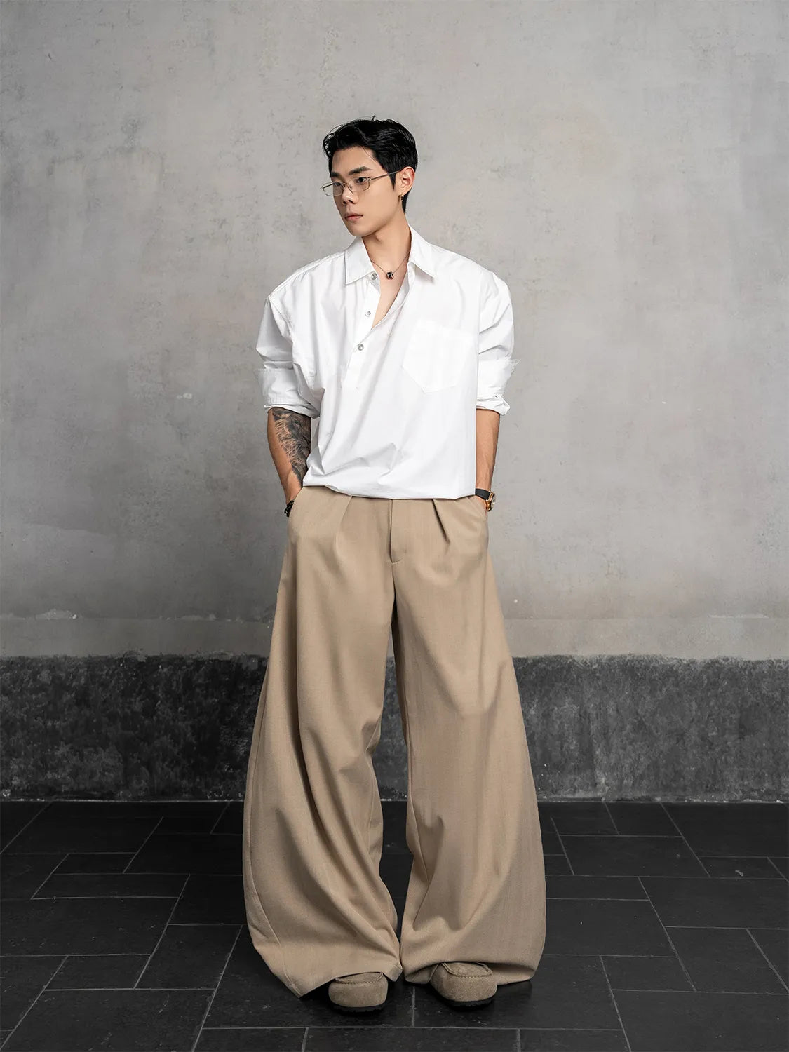DBW Doublewin Asymmetrical Notch Lapel Casual Shirt