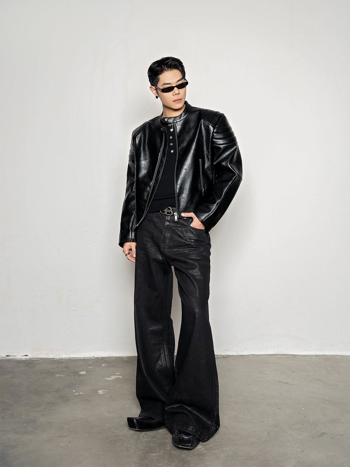 DBW Doublewin Wide-Shoulder Cropped Motorcycle Jacket