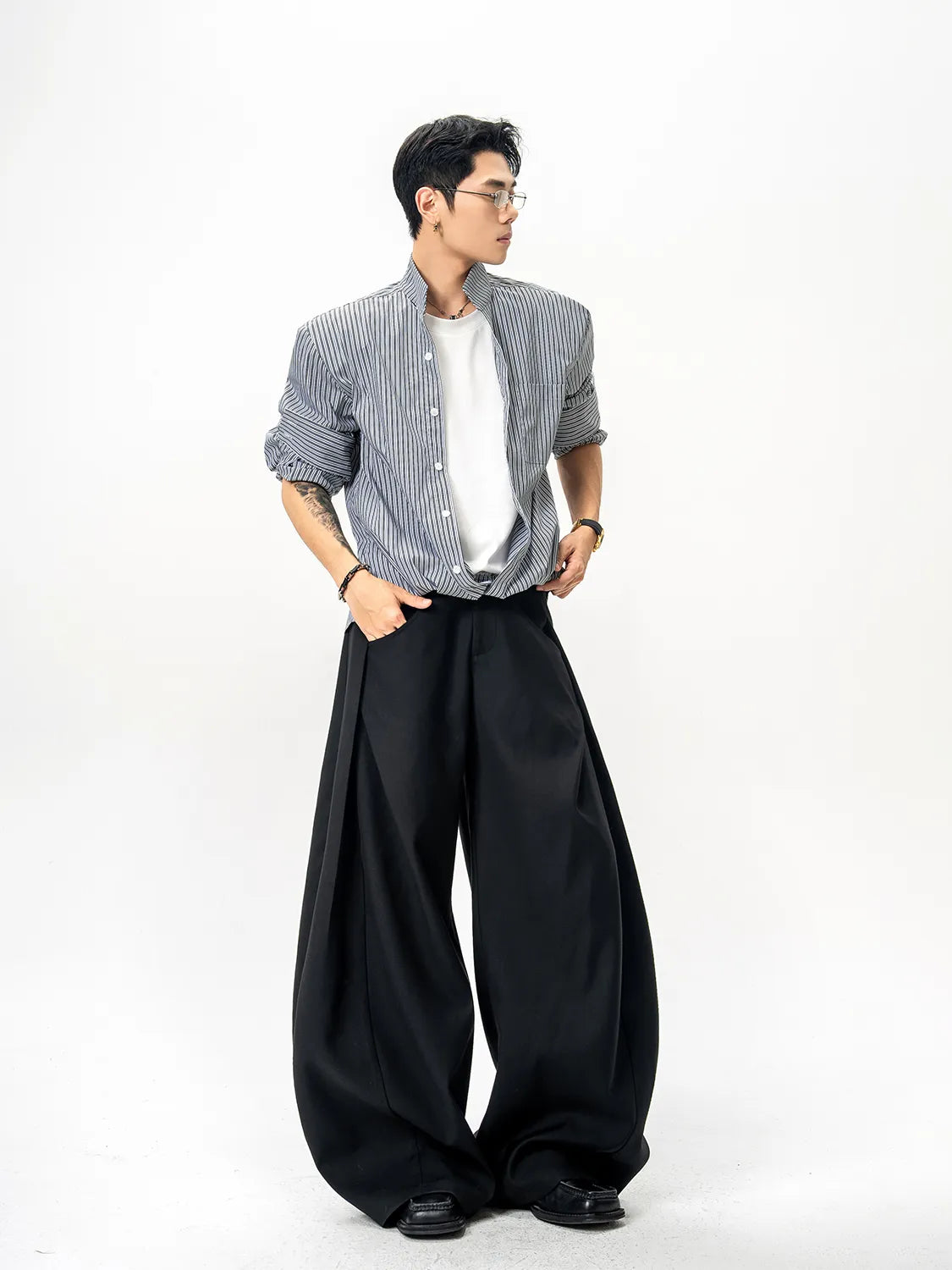 DBW Doublewin Striped Panel Two-Layer Shirt