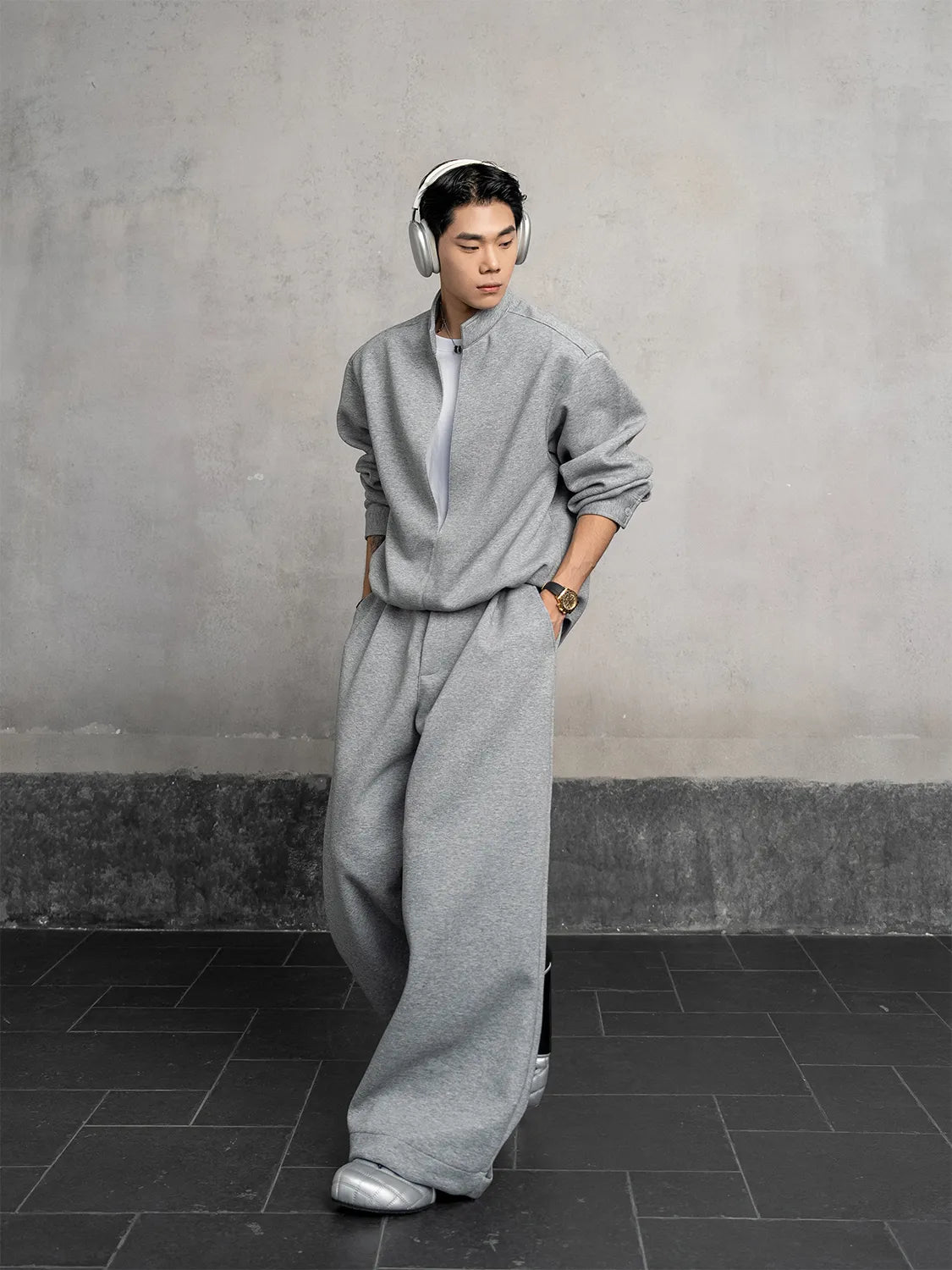 DBW Doublewin Holiday False Two-Layer Open Front Stand Collar Leisure Set