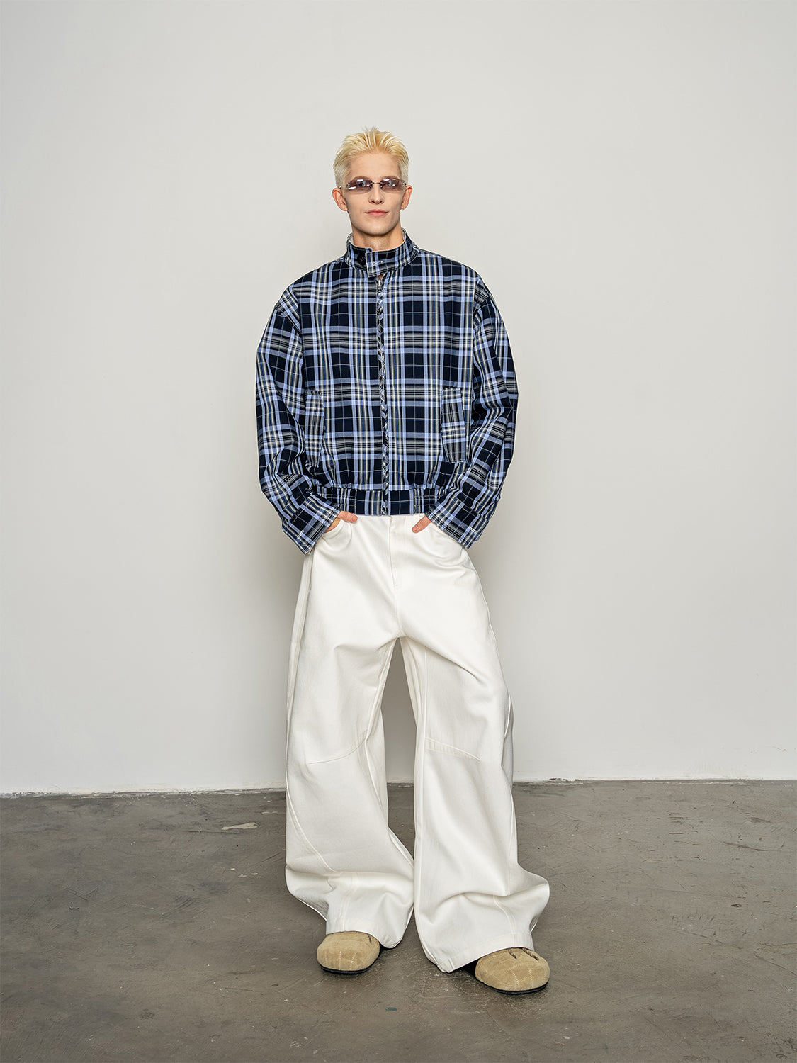 DBW Doublewin Reversible Color-Block Plaid Jacket