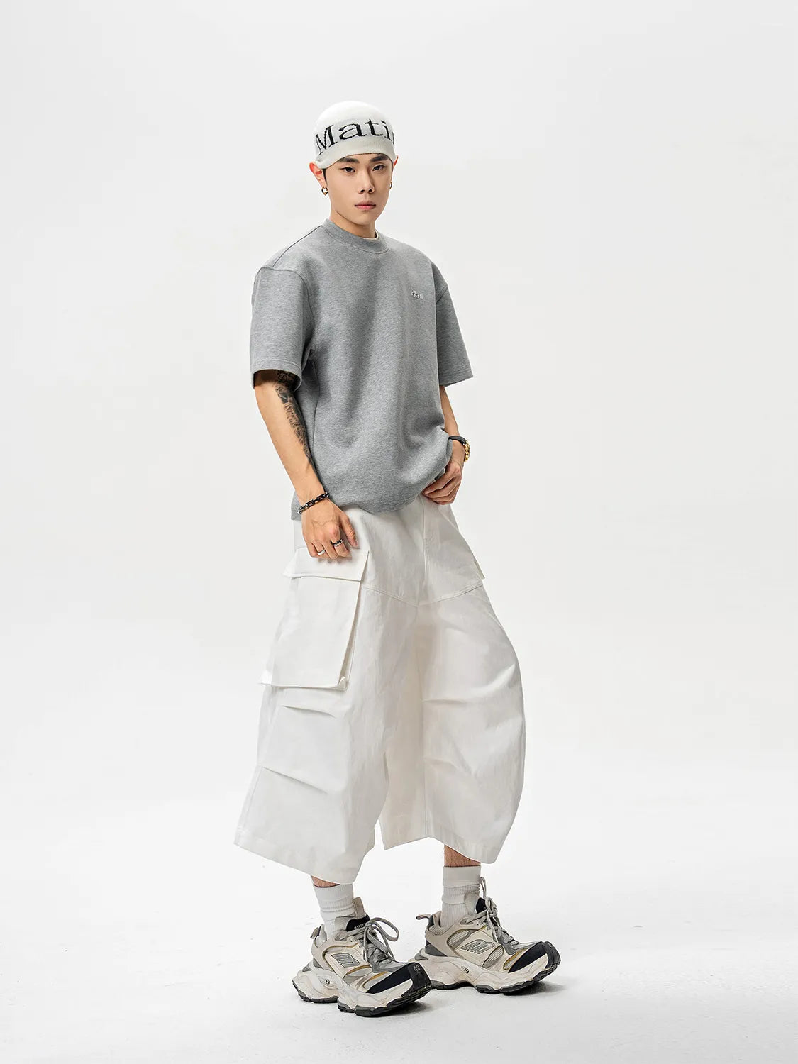 DBW Doublewin White Twill Relaxed Fit 7/10 Length Utility Pants