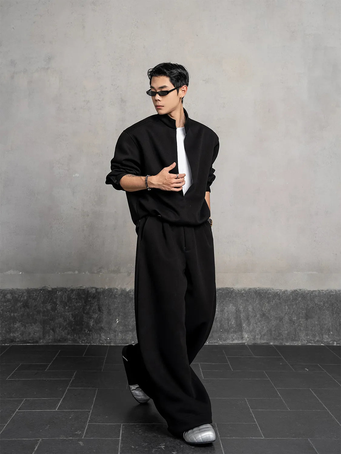 DBW Doublewin Resort Style False Two-Layer Open Front Stand Collar Top