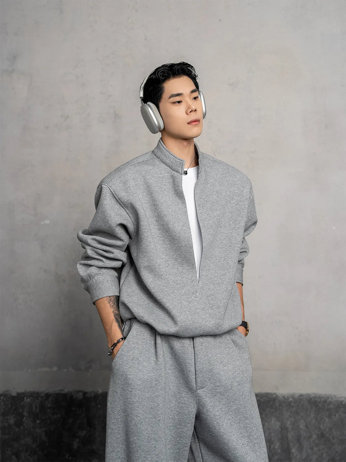DBW Doublewin Holiday False Two-Layer Open Front Stand Collar Leisure Set