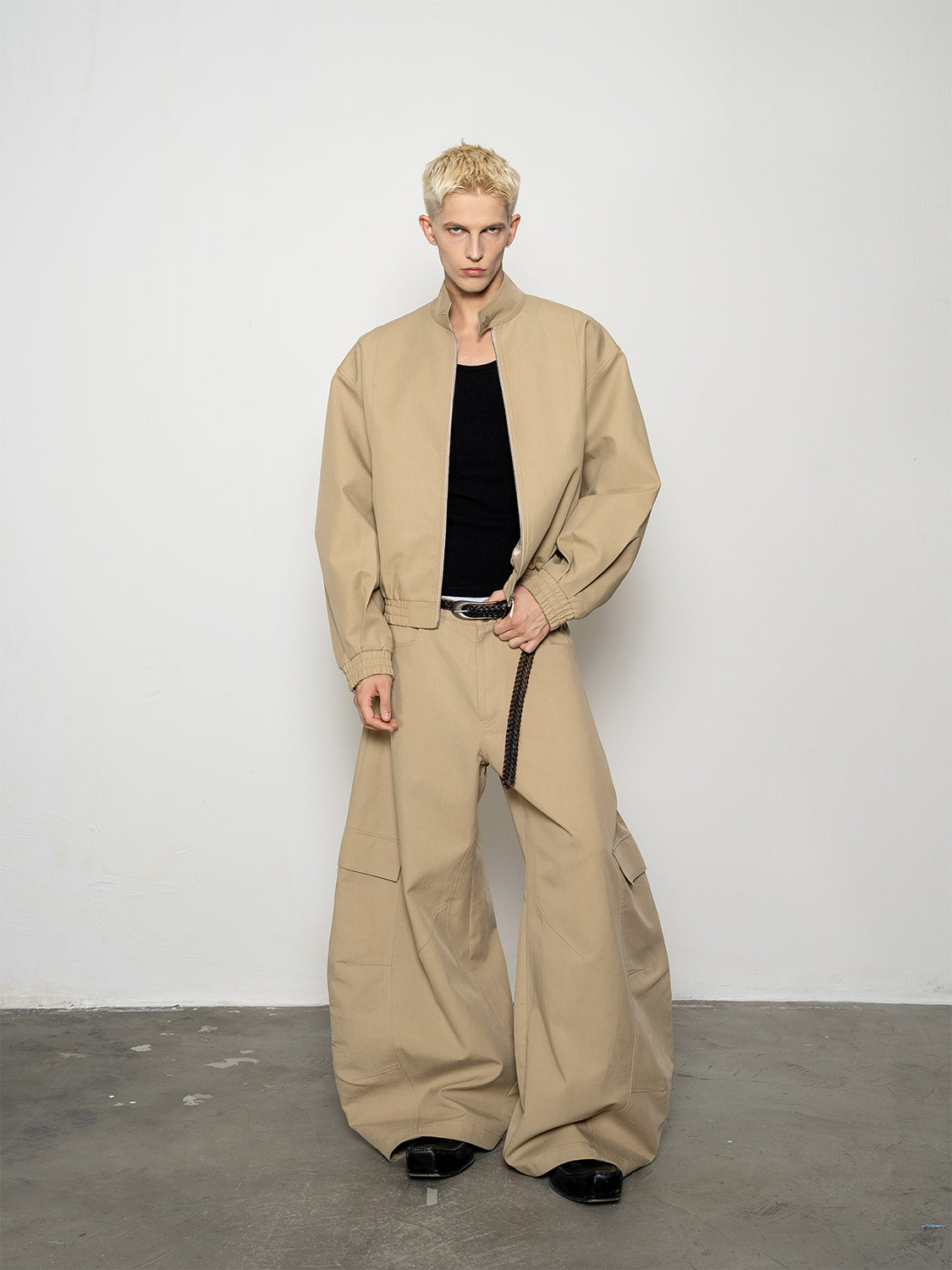 DBW Doublewin Rigid Matte Satin Stand-Collar Coat