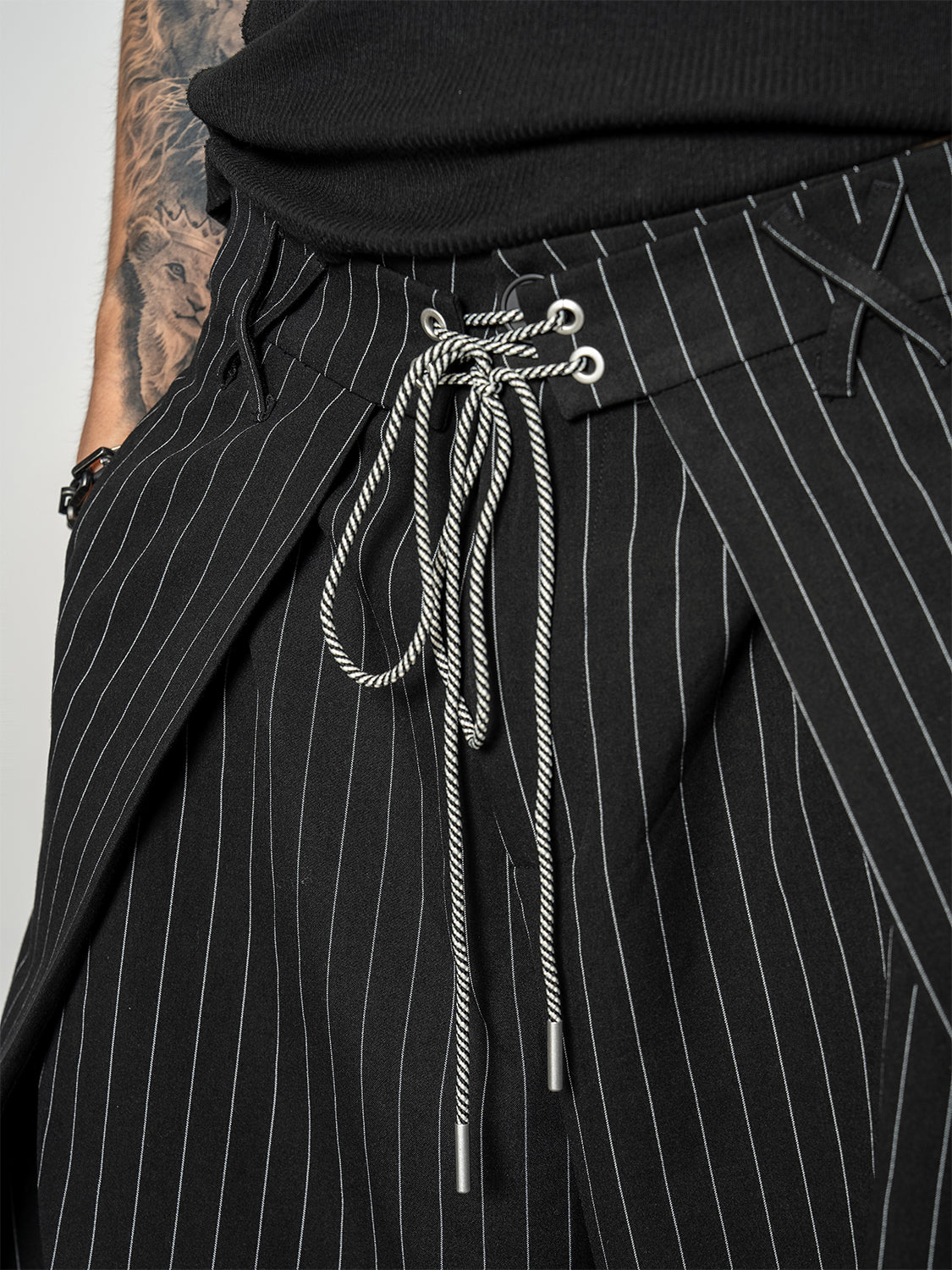 DBW Doublewin Deconstructed Striped Tie-Waist Casual Pants