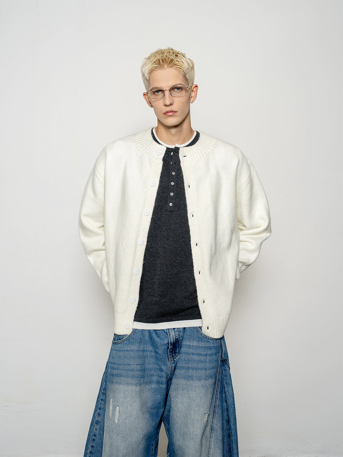 DBW Doublewin Knit Crewneck Cardigan Coat