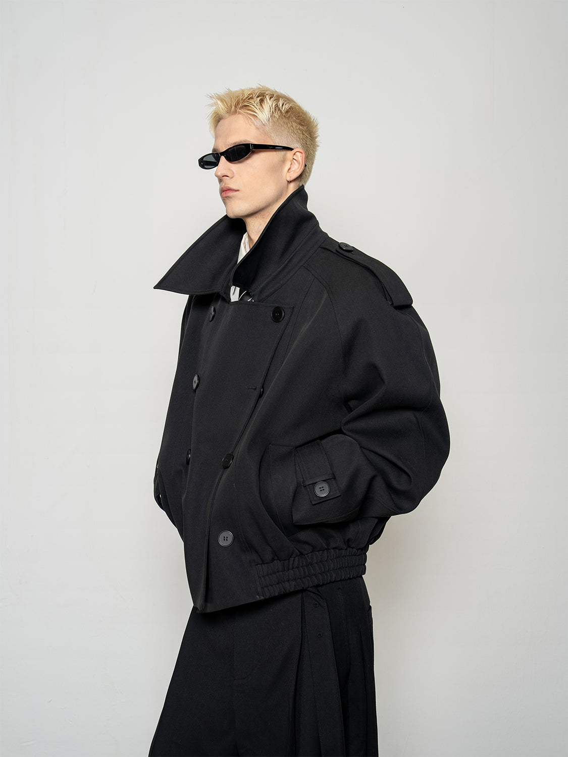 DBW Doublewin Vintage Classic Wide Lapel Short Trench Coat