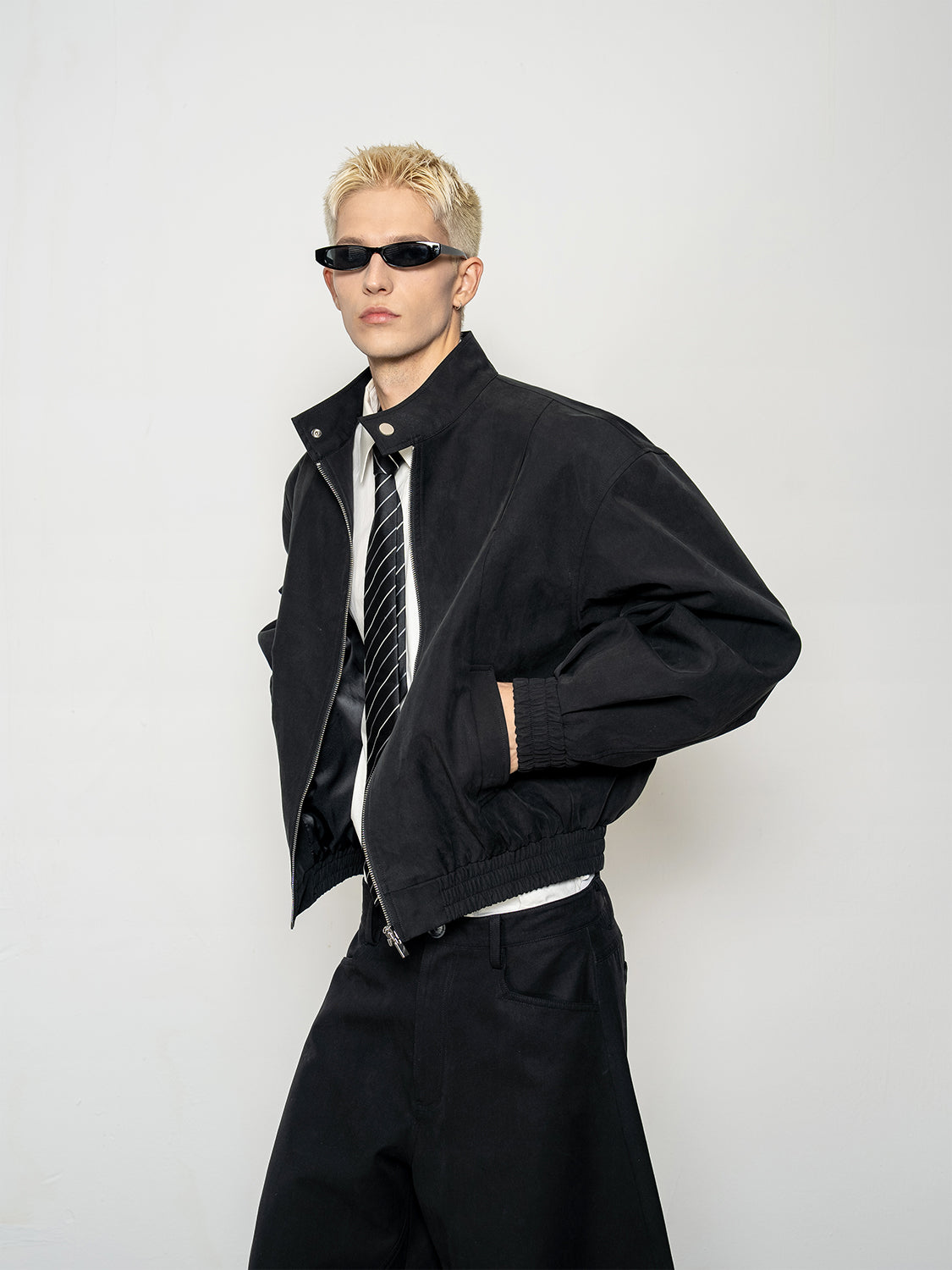 DBW Doublewin Rigid Matte Satin Stand-Collar Coat