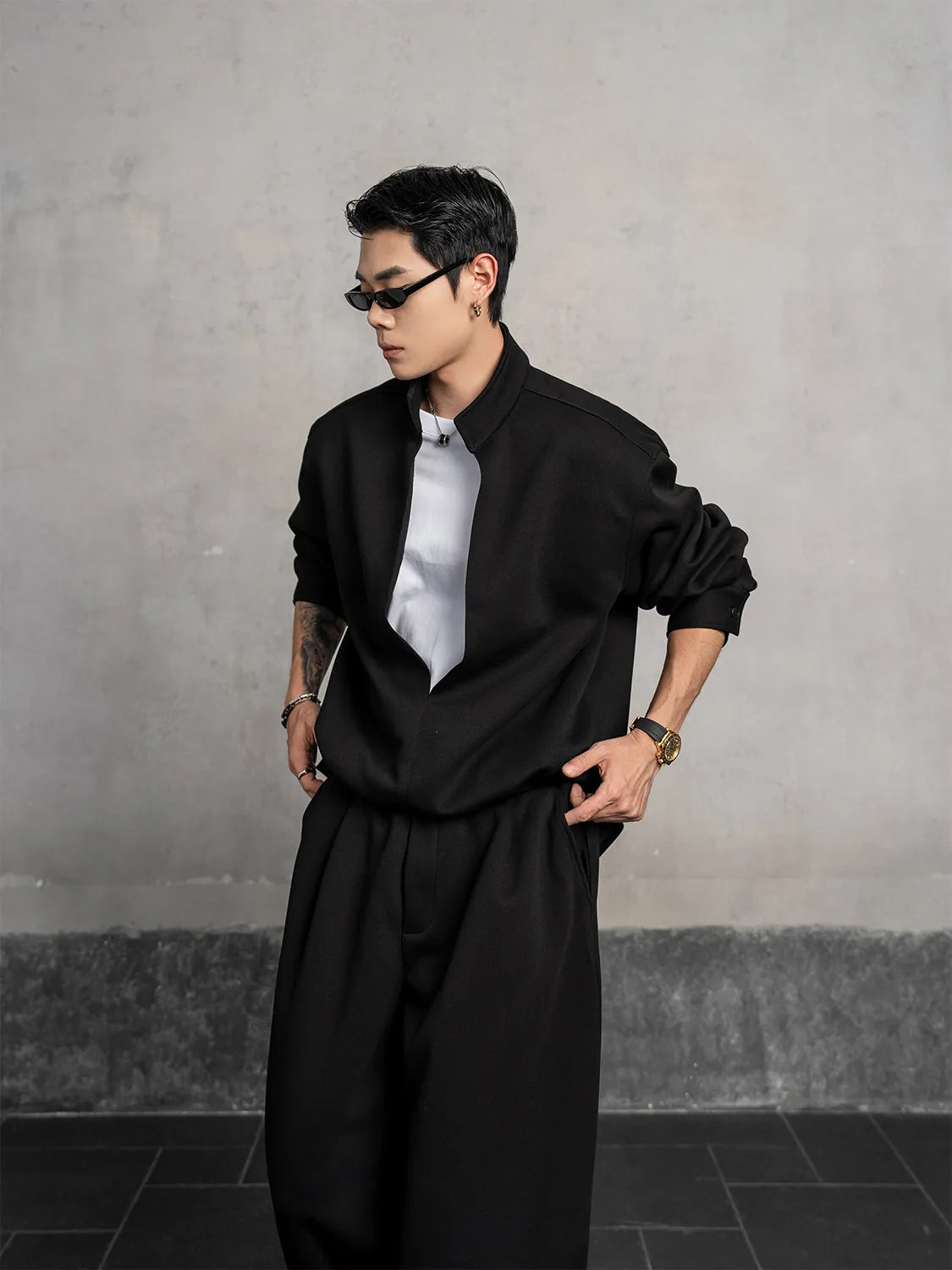 DBW Doublewin Resort Style False Two-Layer Open Front Stand Collar Top