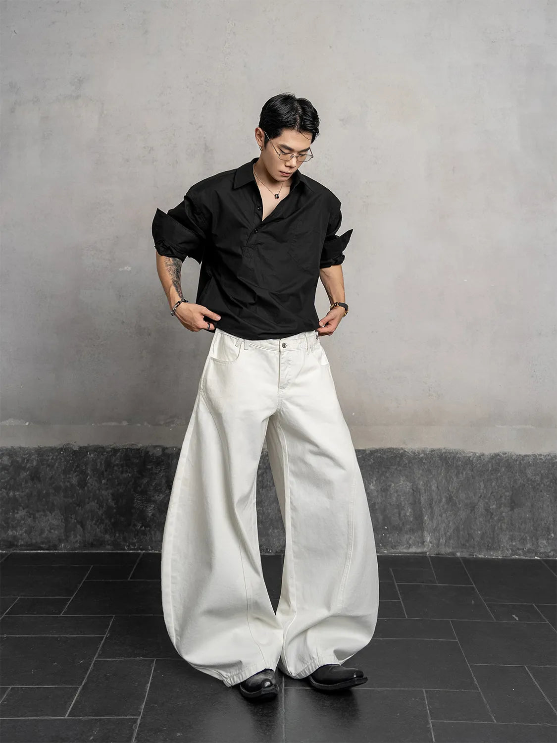 DBW Doublewin Asymmetrical Notch Lapel Casual Shirt