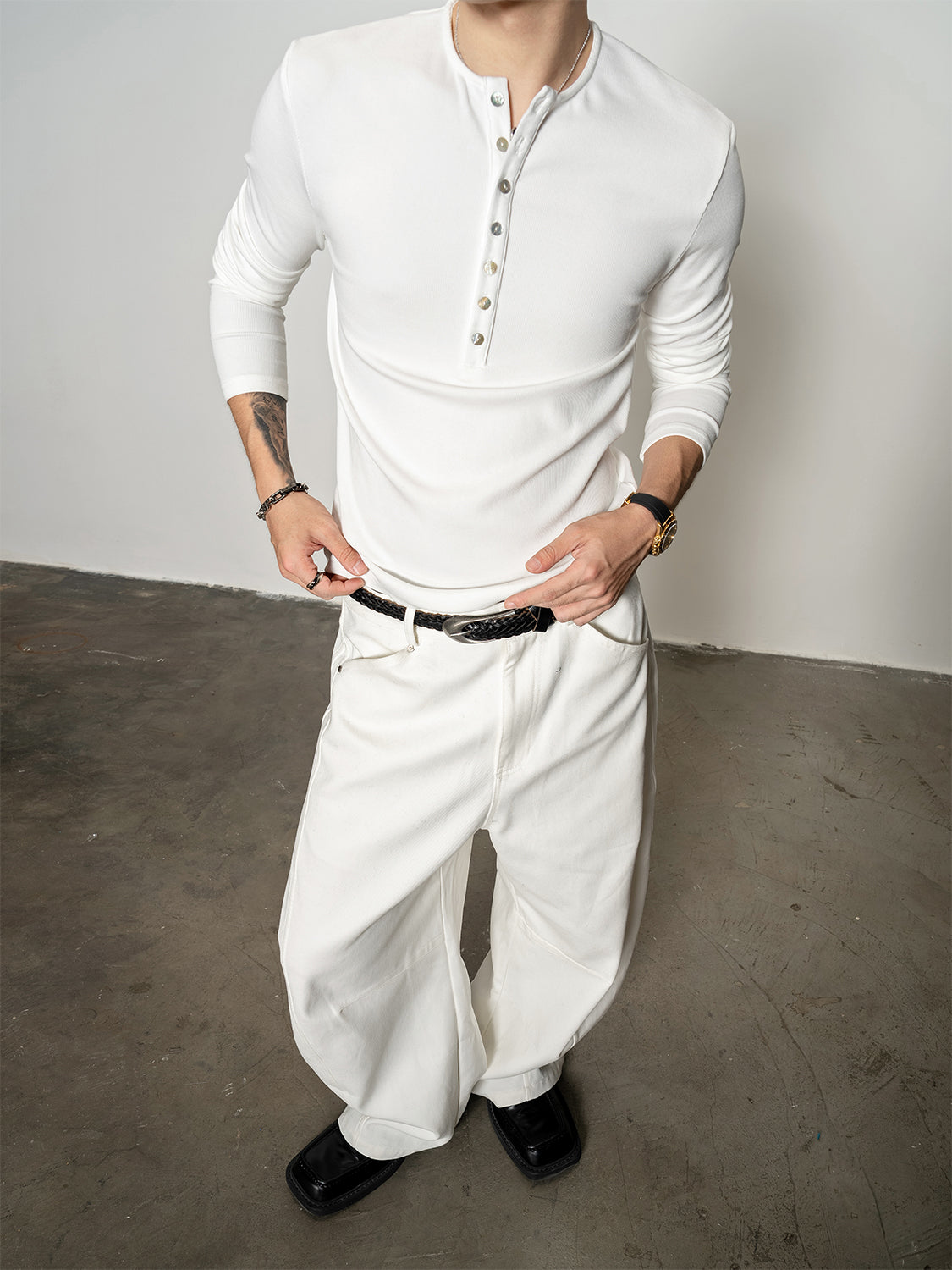 DBW Doublewin Stretch Long Sleeve Henley Shirt