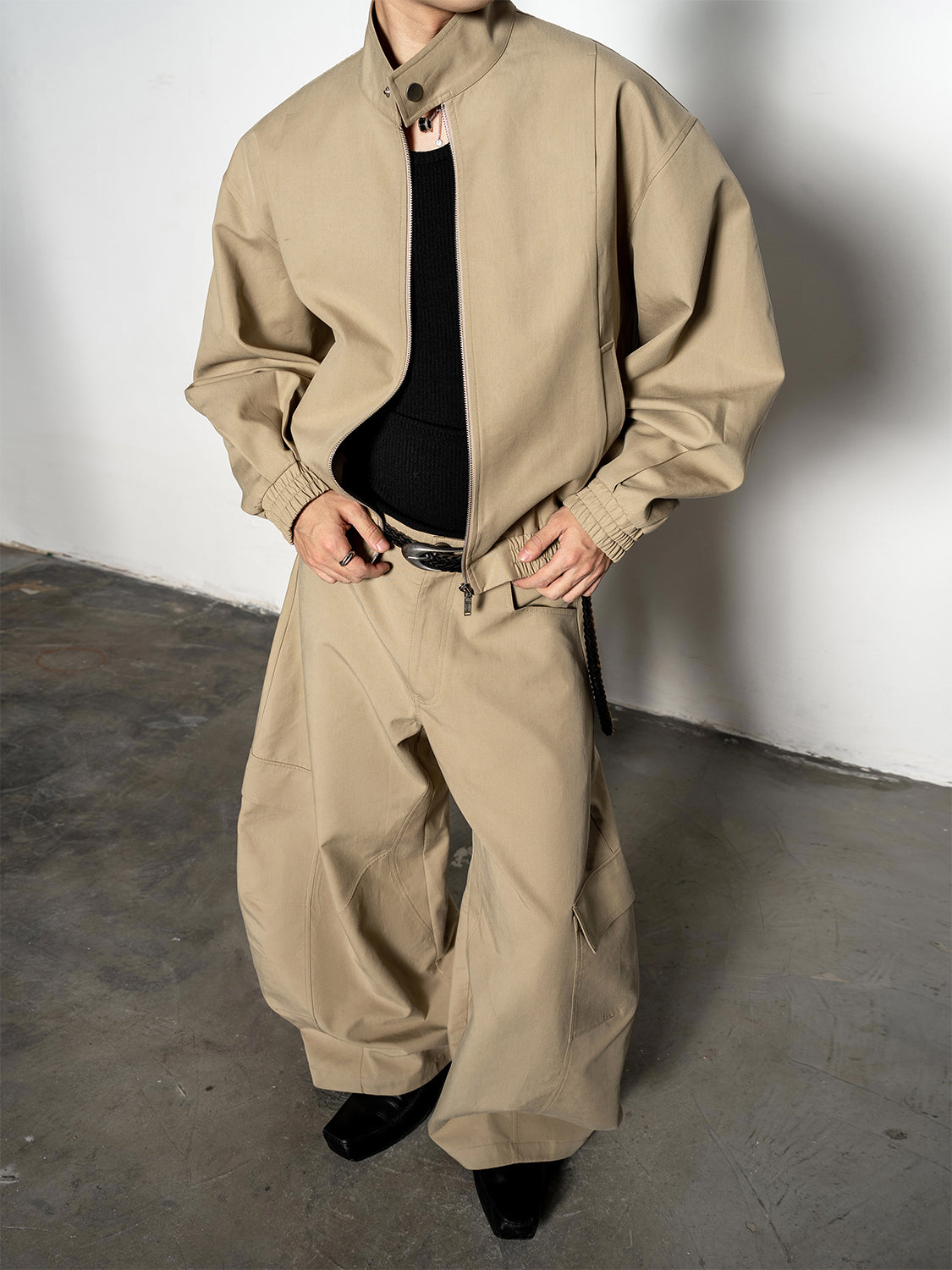 DBW Doublewin Rigid Matte Satin Stand-Collar Coat