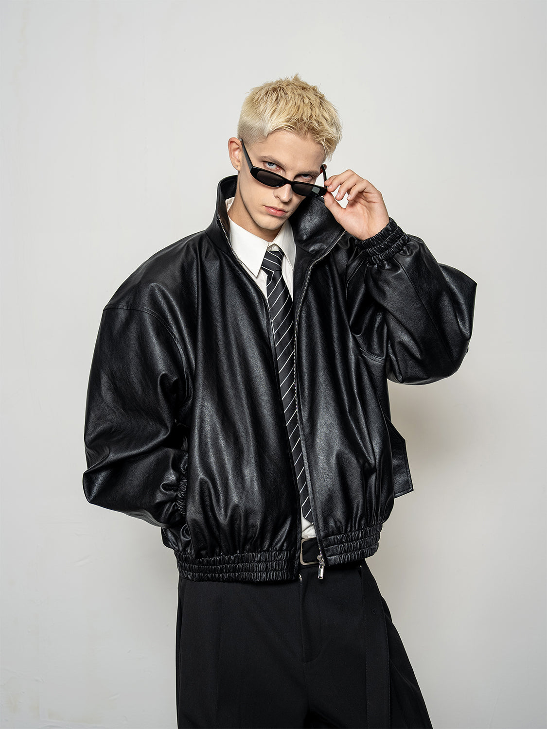 DBW Doublewin Turtleneck Radiated Pleather Jacket