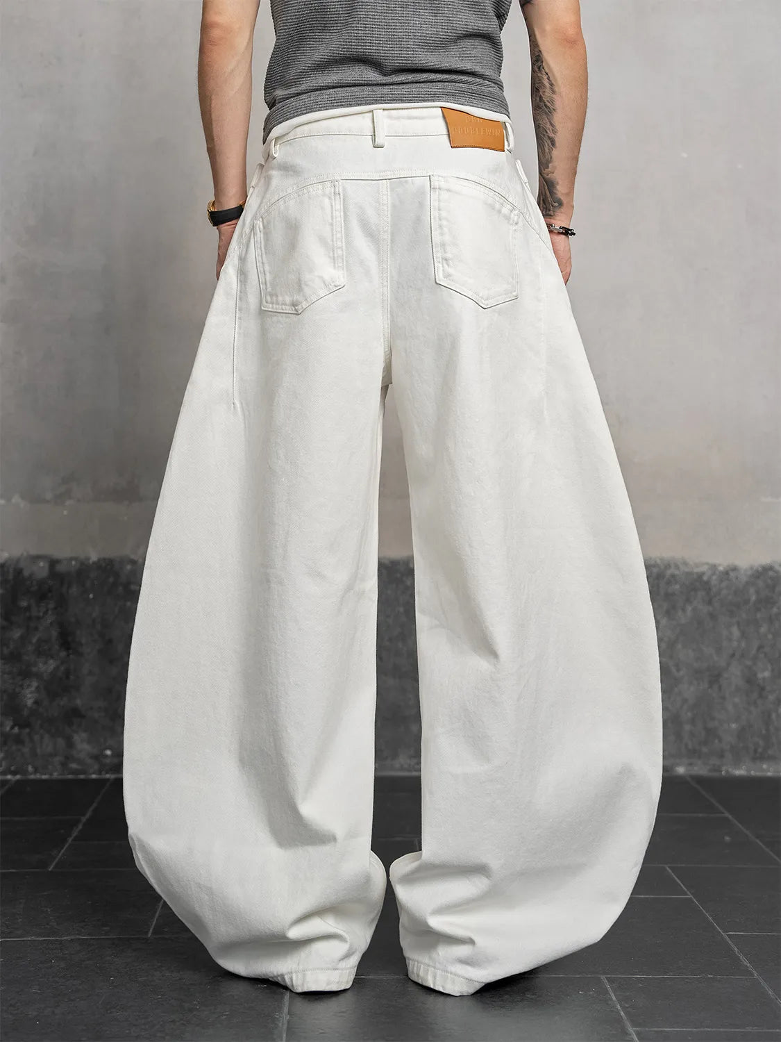 DBW Doublewin White Deconstructed False Two-Layer Jeans