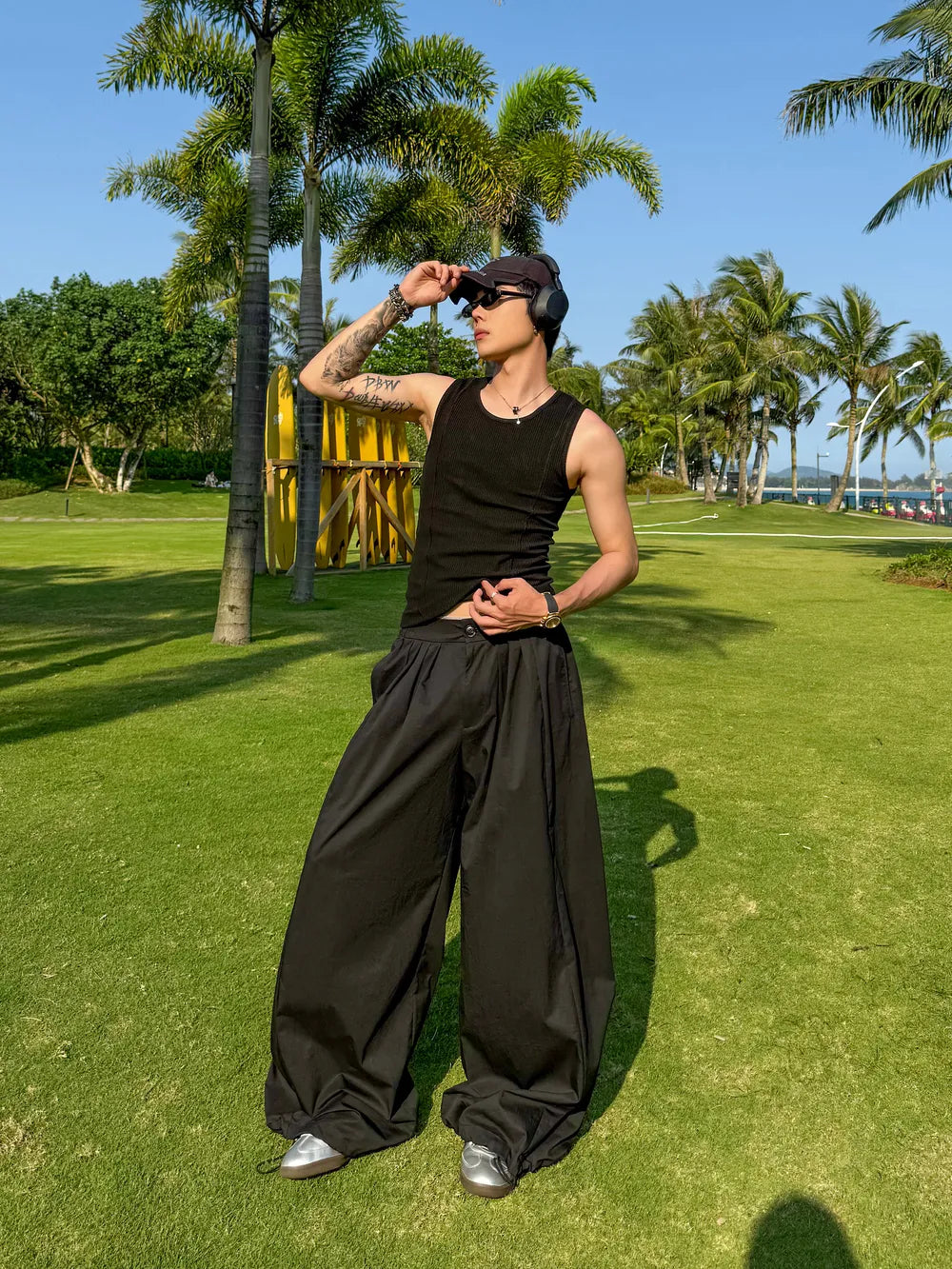 DBW Doublewin Fold Over Pleat Straight Leg Casual Trousers