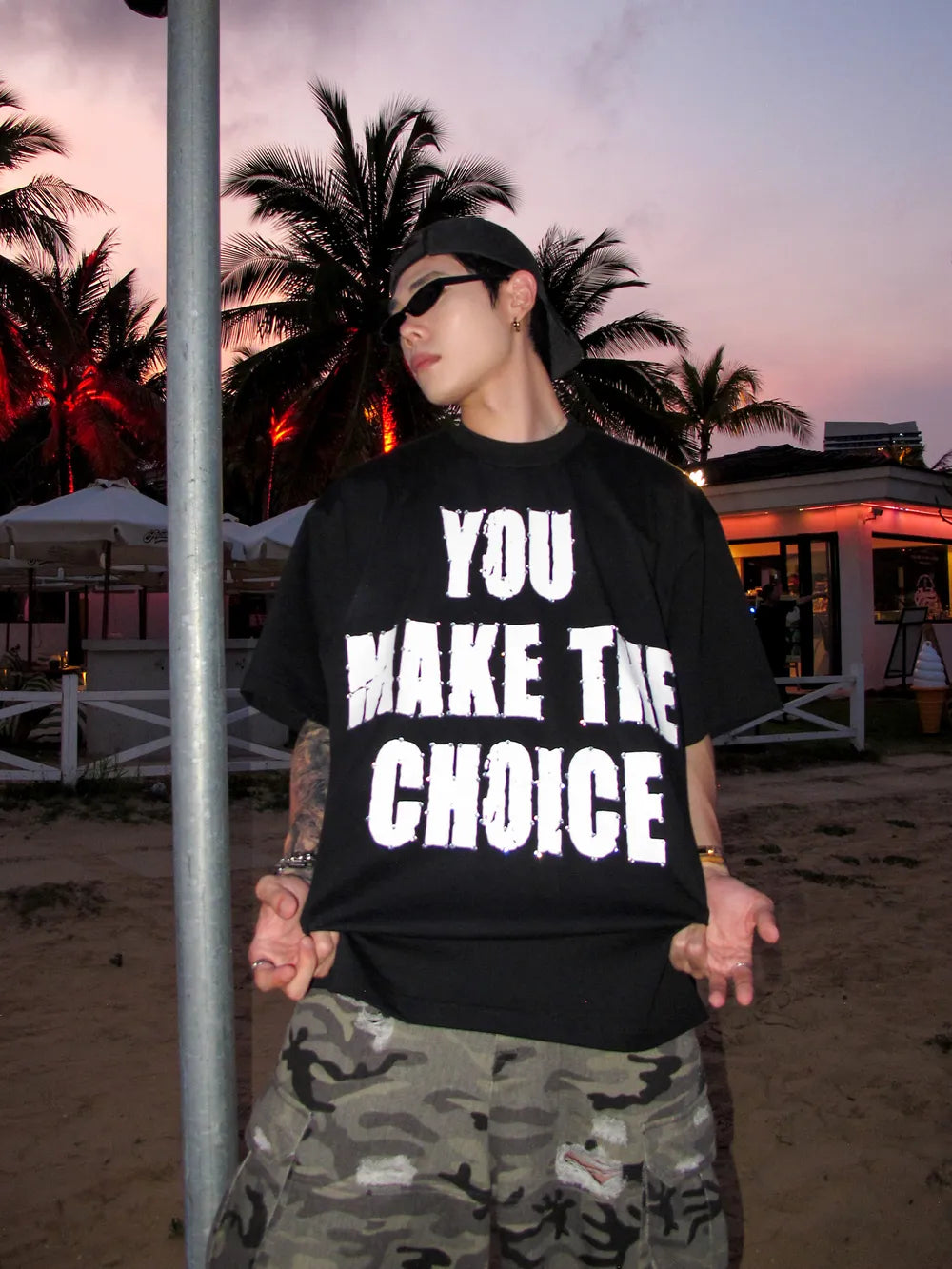 DBW Doublewin Hotfix Rhinestone Letter Print T-Shirt