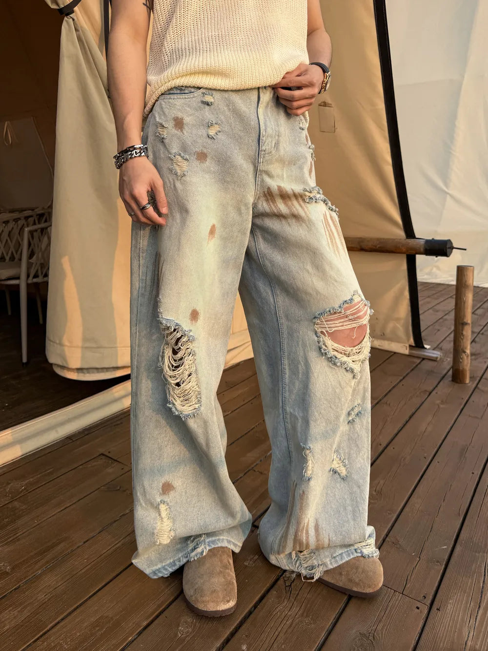 DBW Doublewin Distressed Faded Jeans