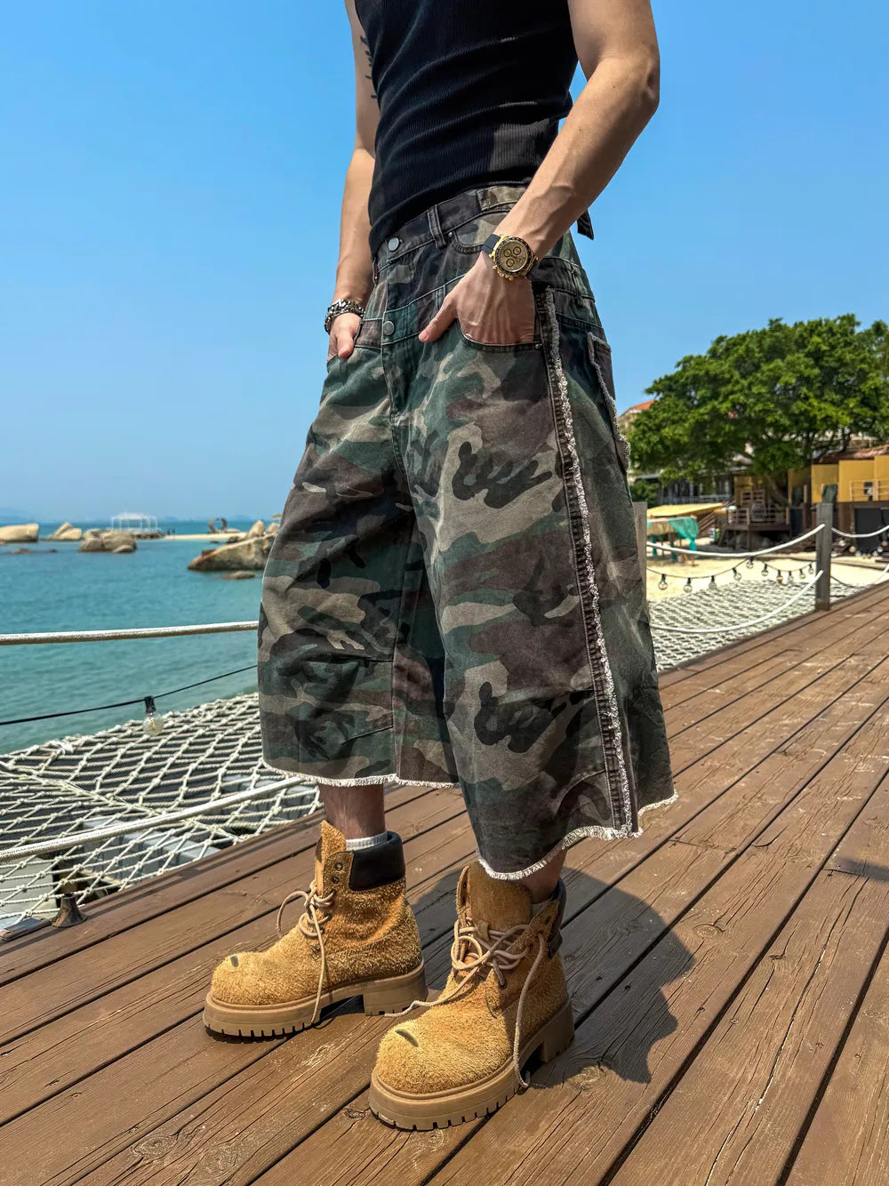 DBW Doublewin Raw Edge Camouflage Utility 7/8 Pants