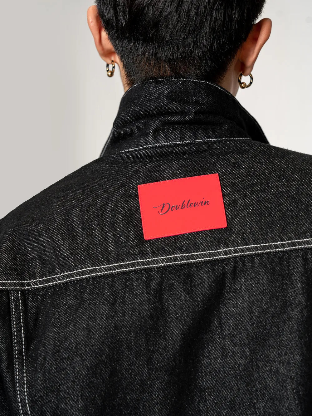 DBW Doublewin Embroidered Cropped Raw Denim Jacket