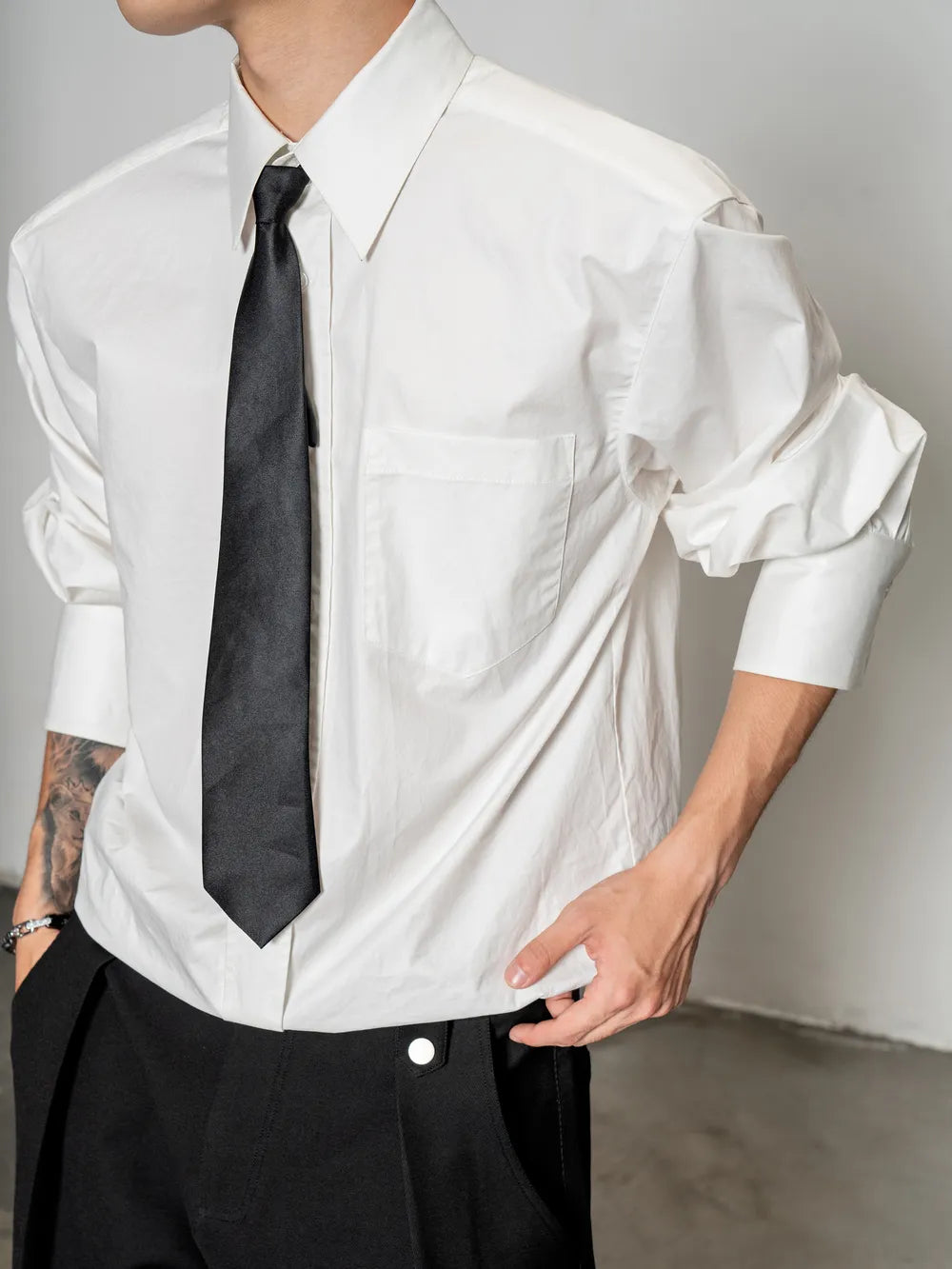 DBW Doublewin Washed Cotton Wide-Shoulder Shirt
