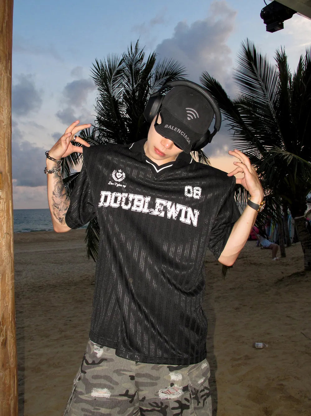 DBW Doublewin Color-Block Rib Collar Baseball Shirt