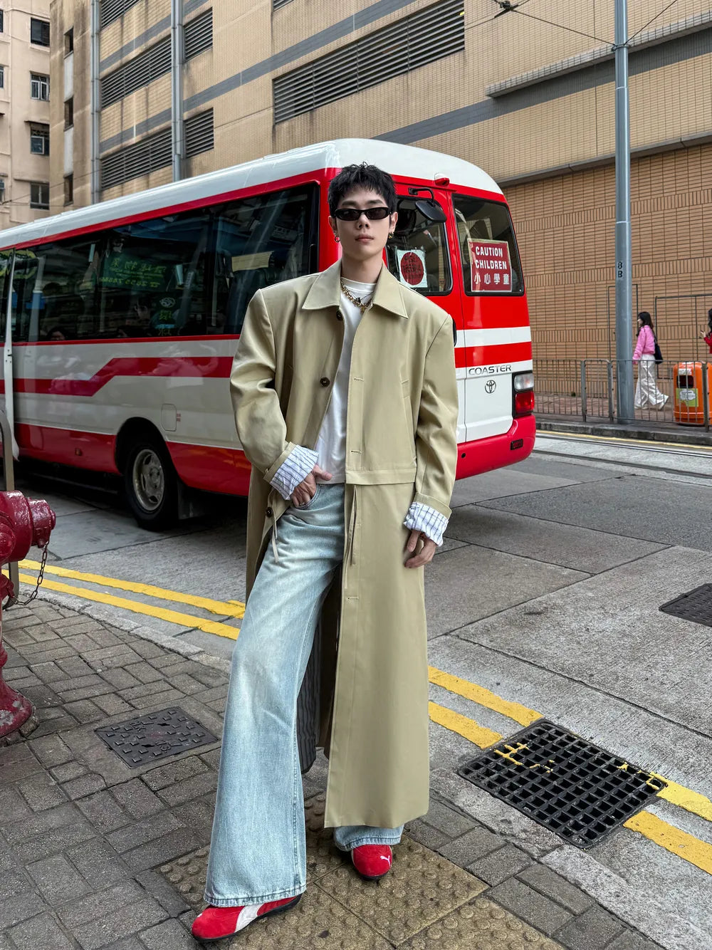 DBW Doublewin Detachable Wide-Shoulder Trench Coat