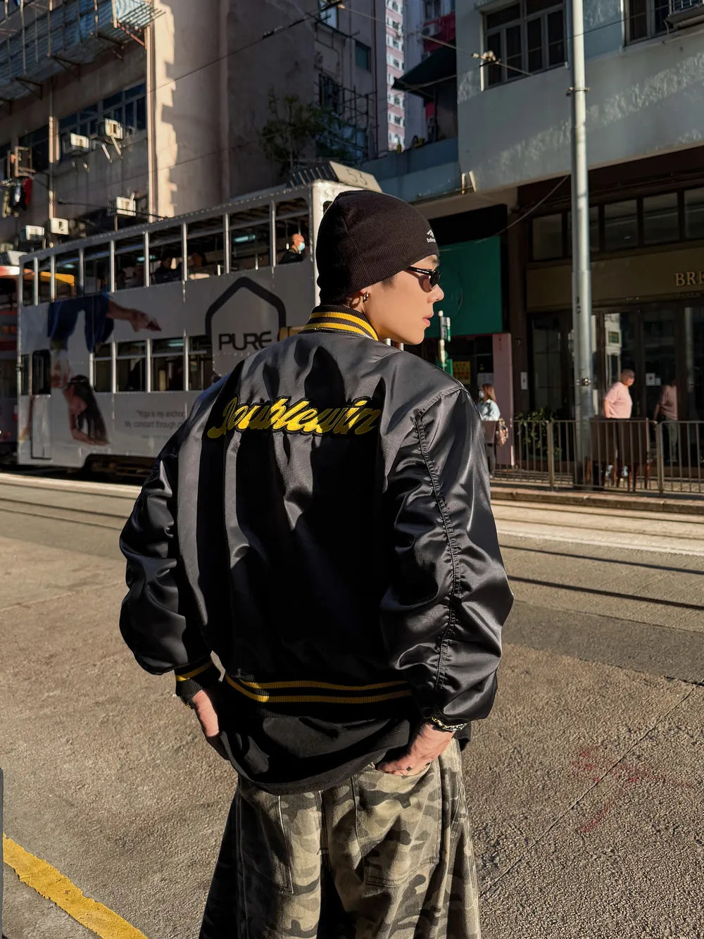 DBW Doublewin Silver Grey Color-Block Baseball Jacket